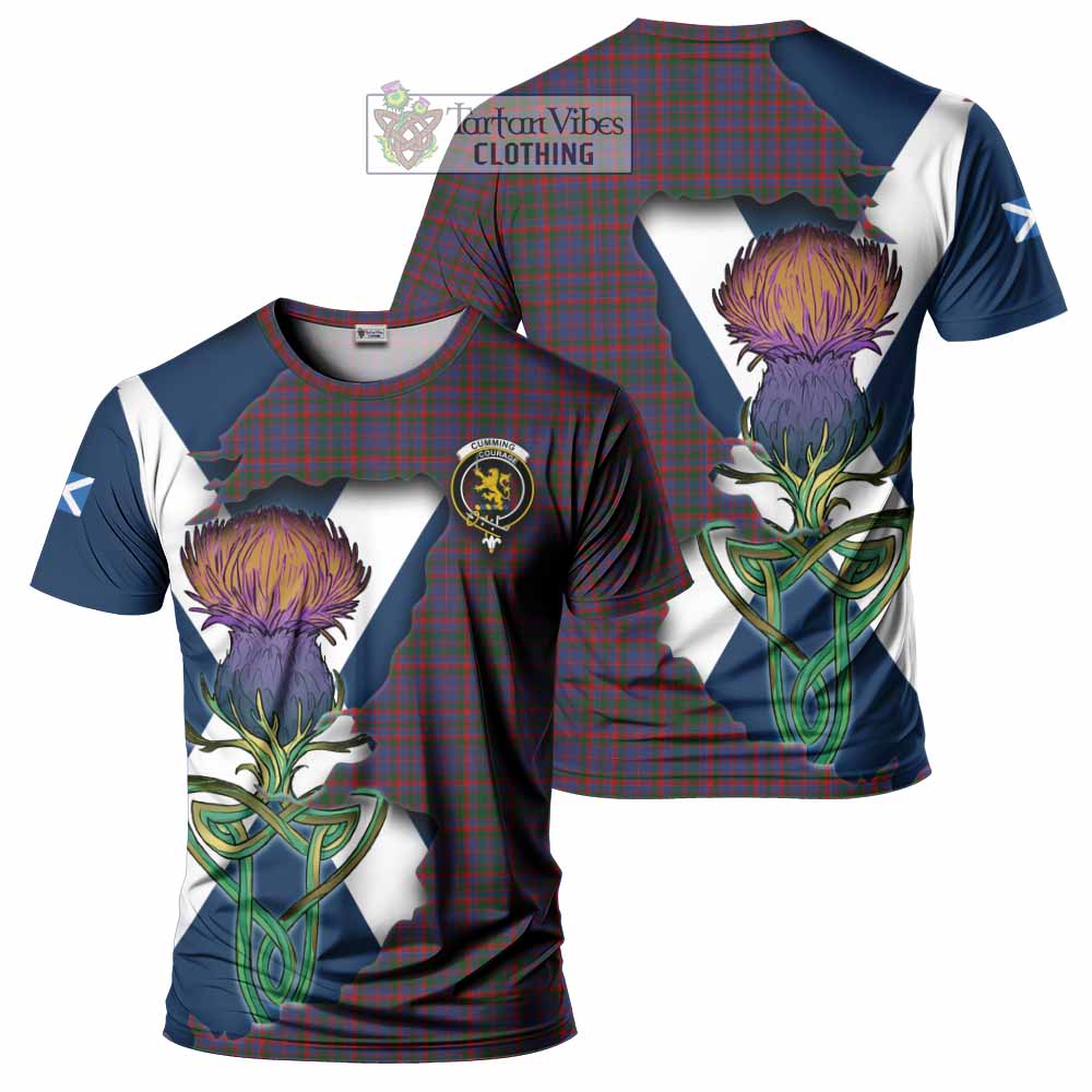 Tartan Vibes Clothing Cumming Tartan Family Crest T-Shirt Scottish Thistle Celtic Inspired