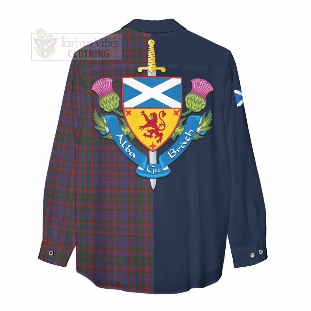 Tartan Vibes Clothing Cumming Tartan Women's Casual Shirt Alba with Scottish Lion Royal Arm Half Style