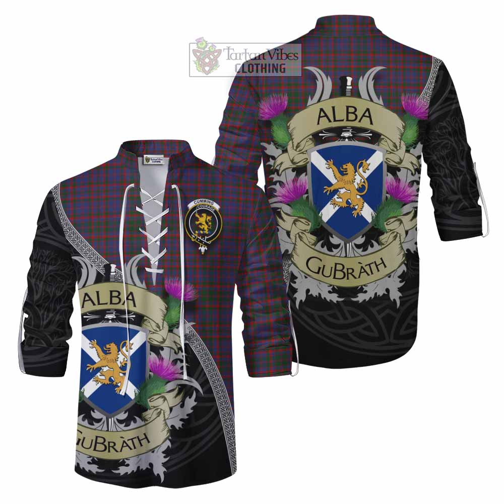 Tartan Vibes Clothing Cumming Tartan Family Crest Ghillie Kilt Shirt Lion Rampant Royal Thistle Shield Celtic Inspired
