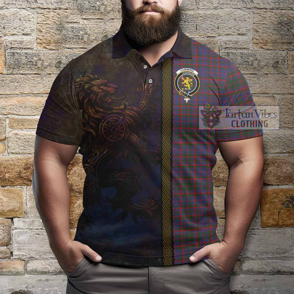 Tartan Vibes Clothing Cumming Tartan Family Crest Polo Shirt Alba Gu Brath Be Brave Lion Ancient Style