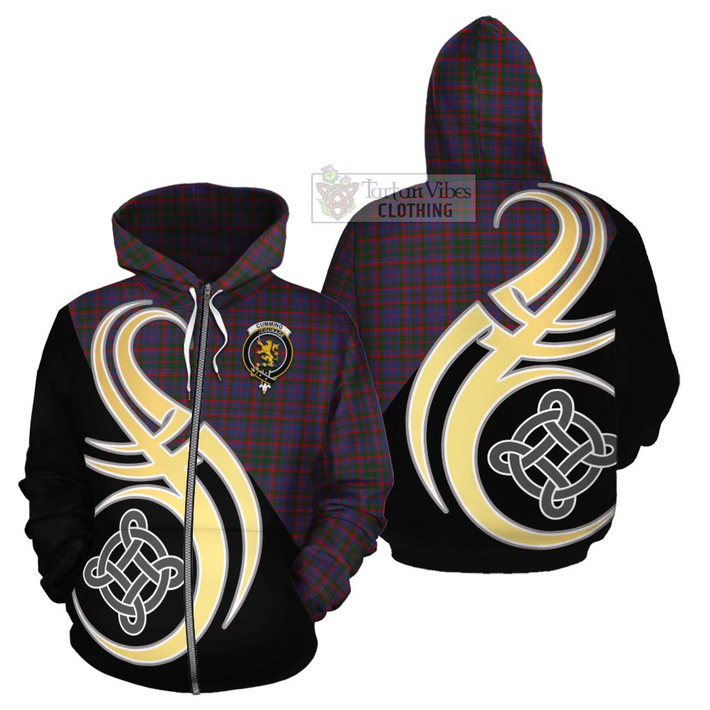 Tartan Vibes Clothing Cumming Tartan Cotton Hoodie with Family Crest and Celtic Symbol Style