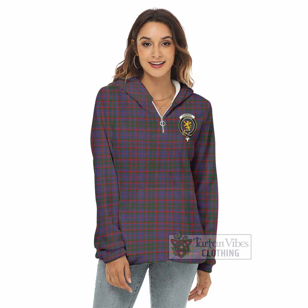 Tartan Vibes Clothing Cumming Tartan Crest Women's Borg  Half Zip Fleece Hoodie