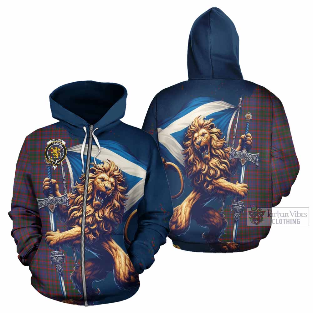 Cumming Tartan Family Crest Hoodie with Scottish Majestic Lion