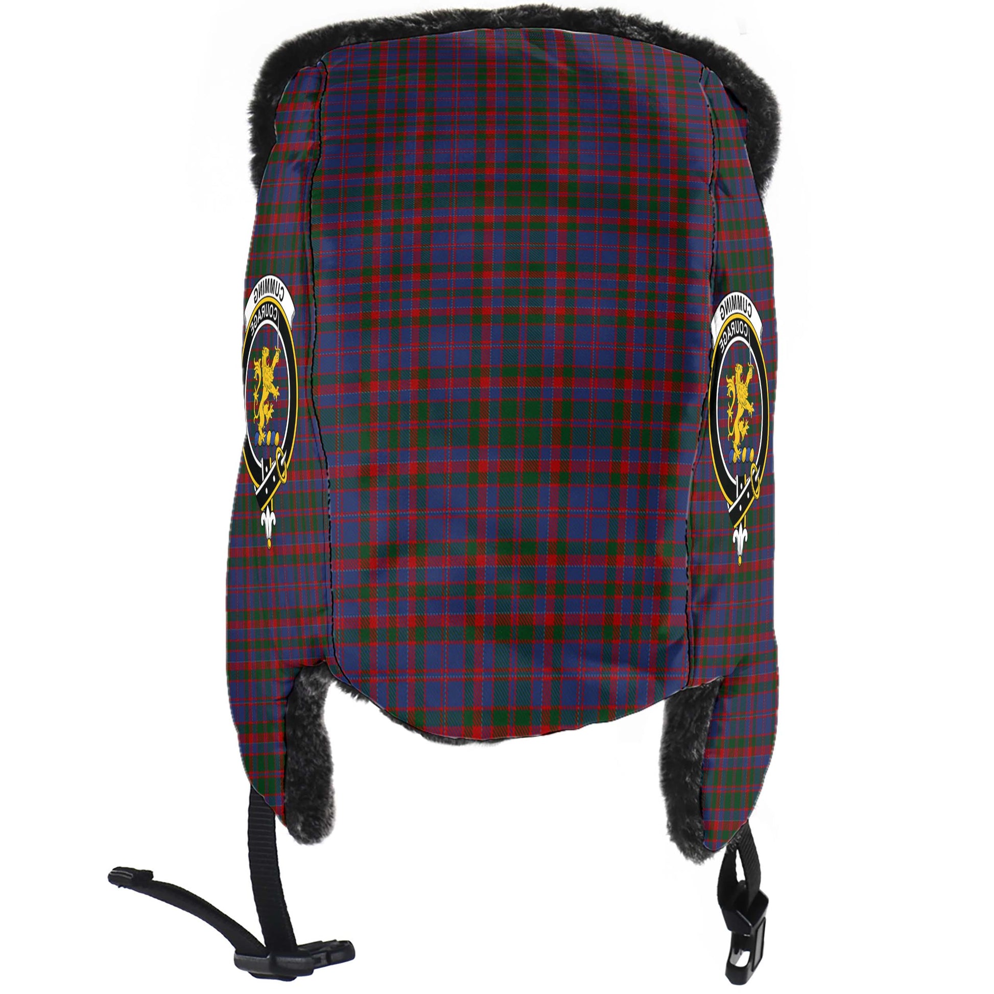 Cumming Tartan Winter Trapper Hat with Family Crest - Tartanvibesclothing