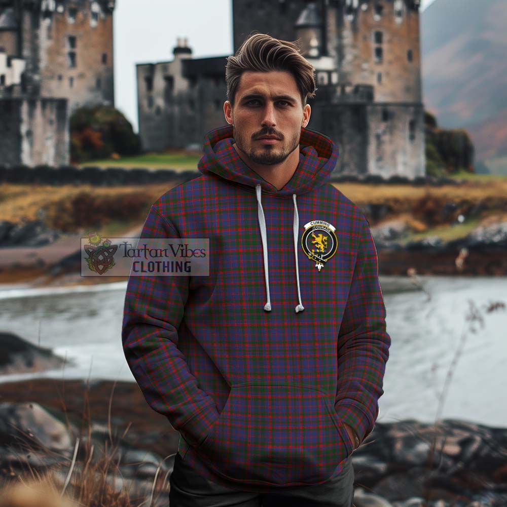 Tartan Vibes Clothing Cumming Tartan Cotton Hoodie with Family Crest Celtic Skull Style