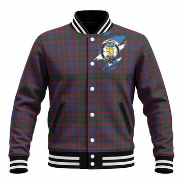 Cumming Clan Crest In Me Tartan Baseball Jacket Scotland Flag Style