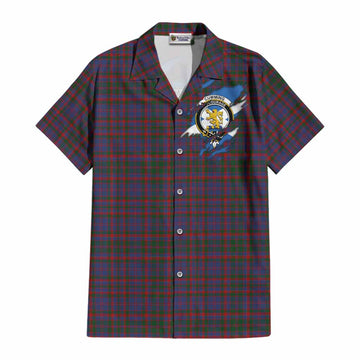 Cumming Clan Crest In Me Tartan Cotton Hawaiian Shirt Scotland Flag Style