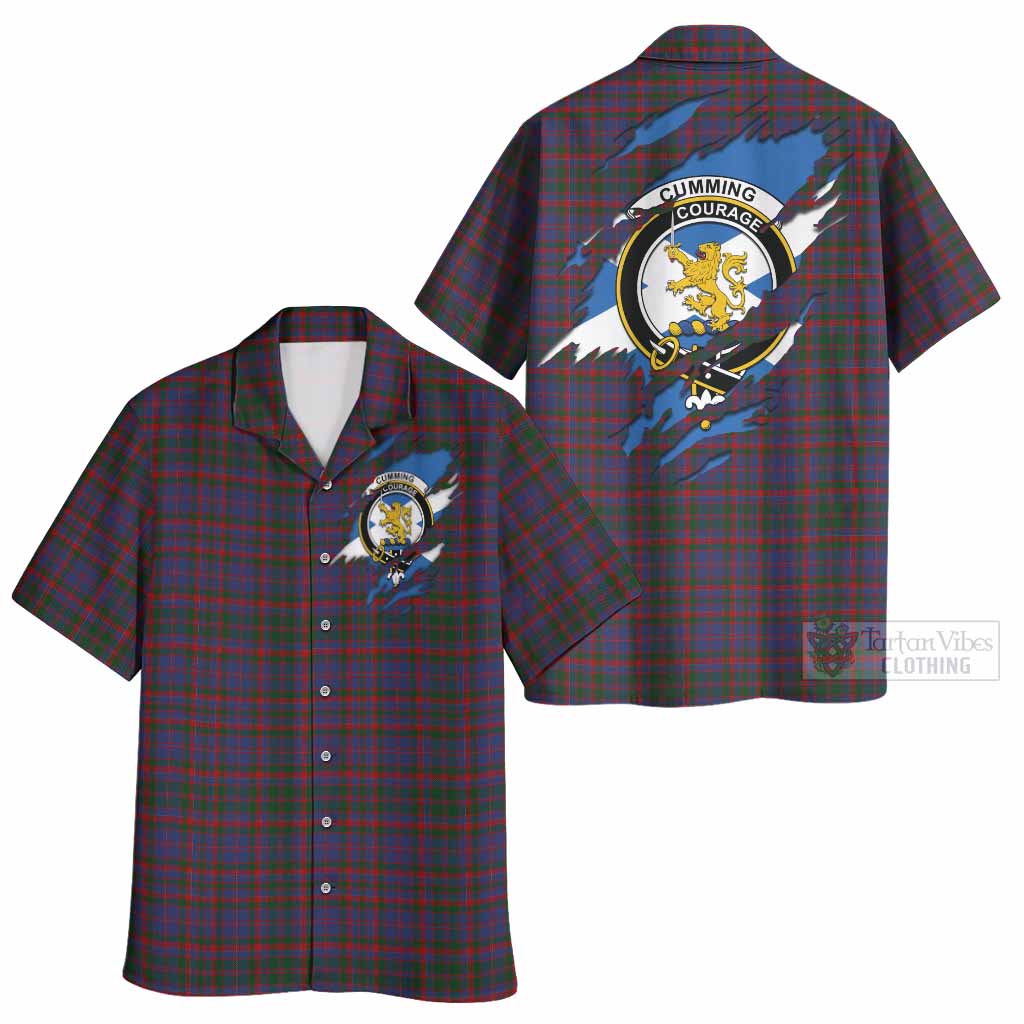 Cumming Clan Crest In Me Tartan Hawaiian Shirt Scotland Flag Style