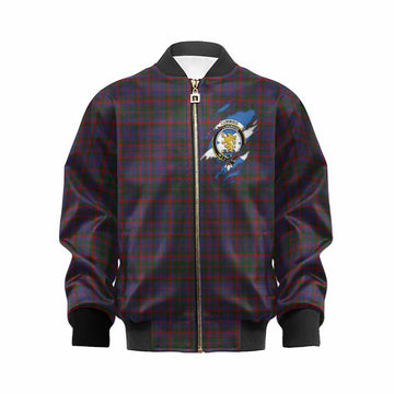 Cumming Clan Crest In Me Tartan Kid Bomber Jacket Scotland Flag Style
