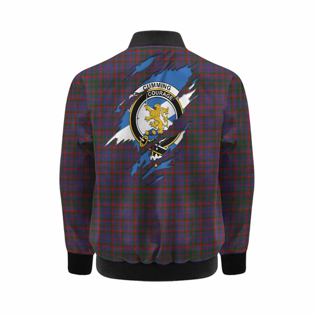 Cumming Clan Crest In Me Tartan Kid Bomber Jacket Scotland Flag Style