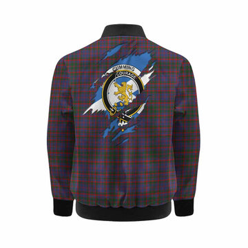 Cumming Clan Crest In Me Tartan Kid Bomber Jacket Scotland Flag Style
