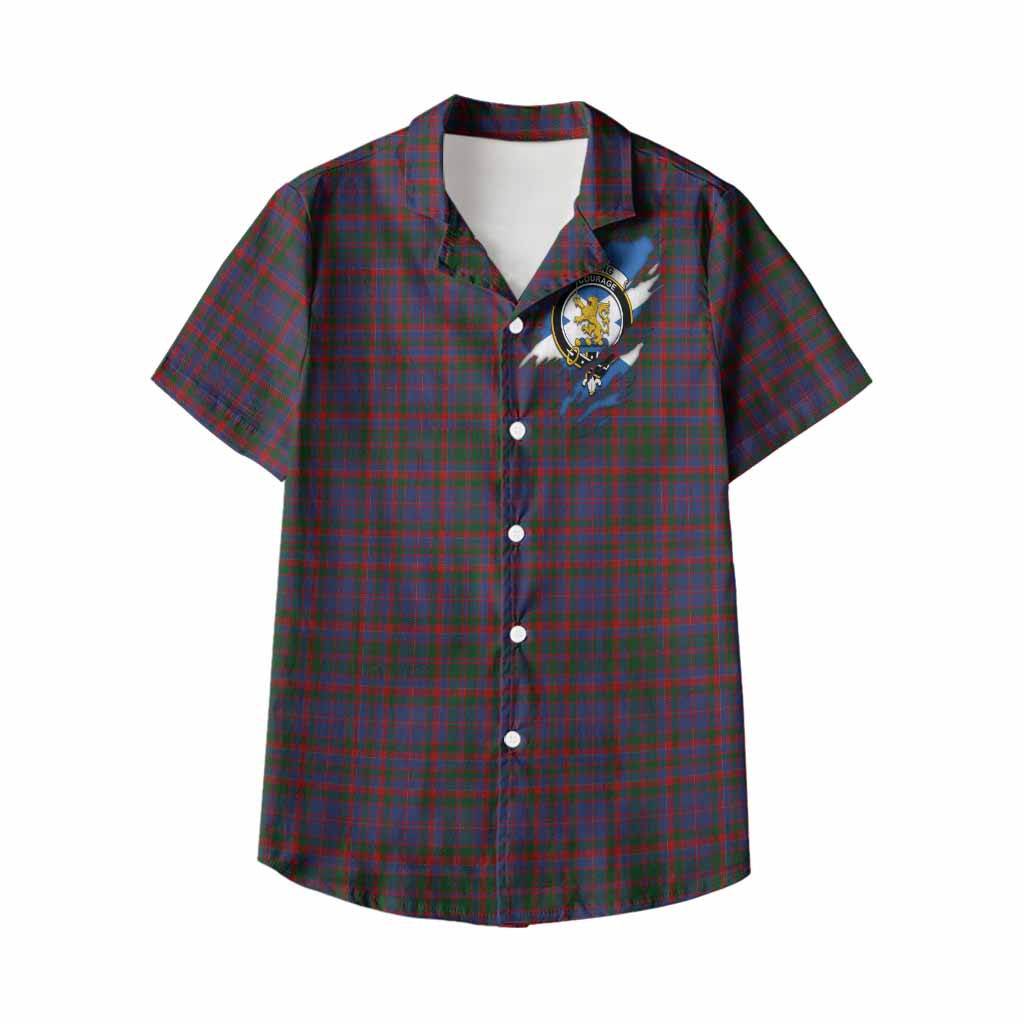 Cumming Clan Crest In Me Tartan Kid Hawaiian Shirt Scotland Flag Style