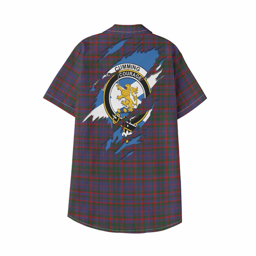 Cumming Clan Crest In Me Tartan Kid Hawaiian Shirt Scotland Flag Style