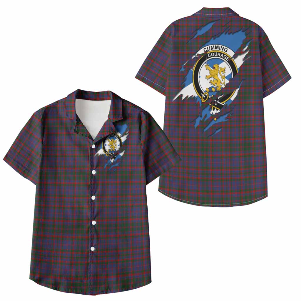 Cumming Clan Crest In Me Tartan Kid Hawaiian Shirt Scotland Flag Style