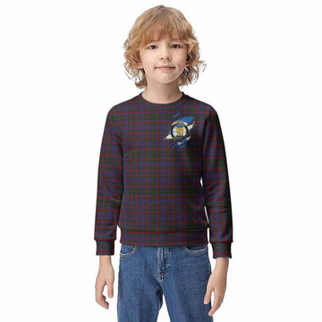 Cumming Clan Crest In Me Tartan Kid Knitted Sweatshirt Scotland Flag Style