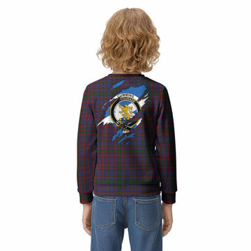Cumming Clan Crest In Me Tartan Kid Knitted Sweatshirt Scotland Flag Style