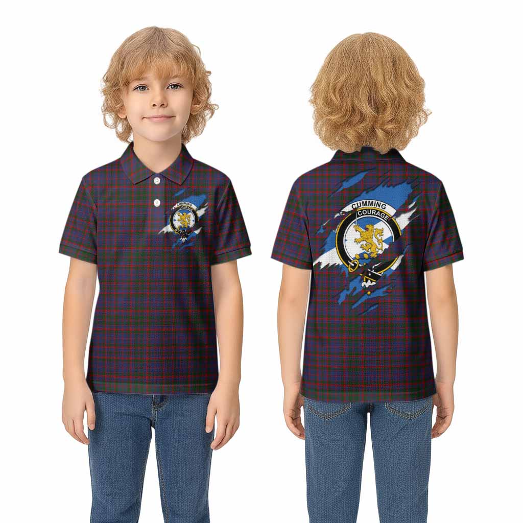 Cumming Clan Crest In Me Tartan Kid Polo Shirt Scotland Flag Style