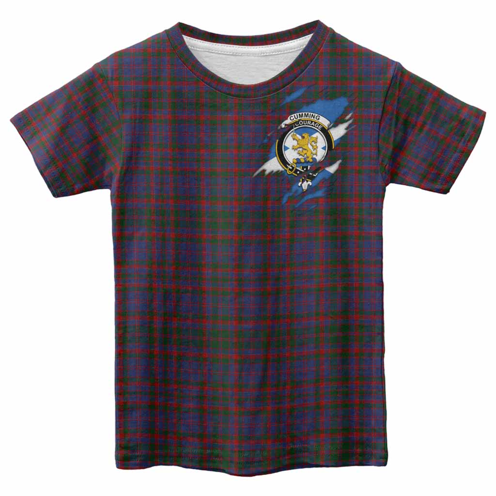 Cumming Clan Crest In Me Tartan Kid T-shirt Scotland Flag Style