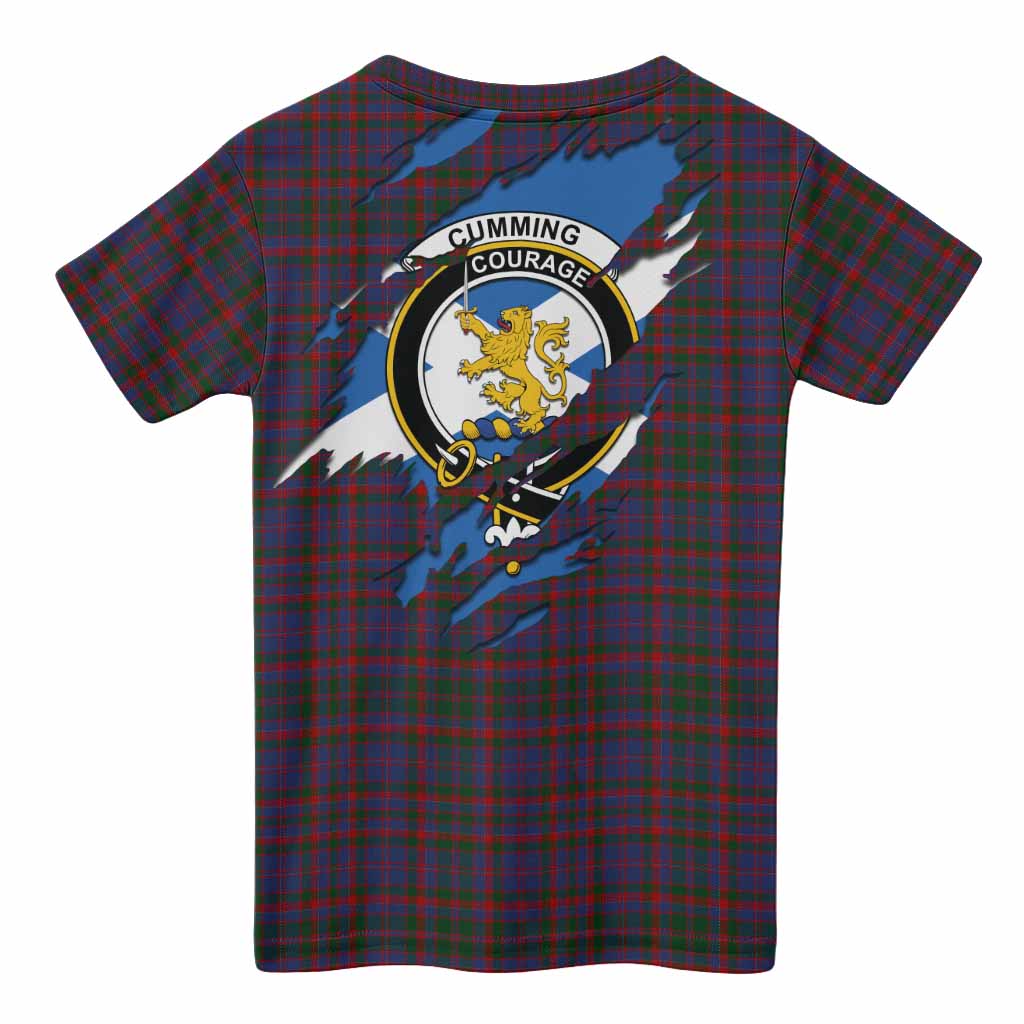 Cumming Clan Crest In Me Tartan Kid T-shirt Scotland Flag Style