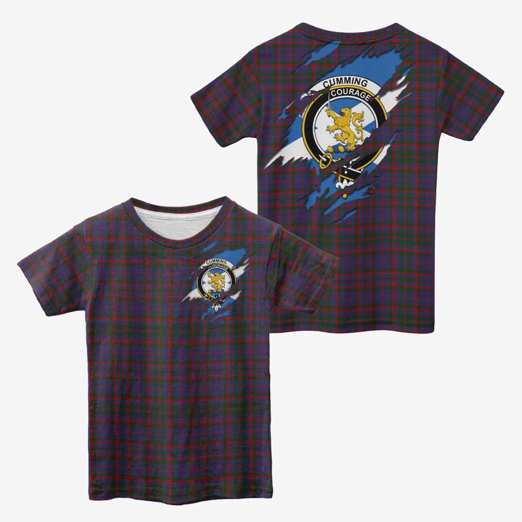 Cumming Clan Crest In Me Tartan Kid T-shirt Scotland Flag Style