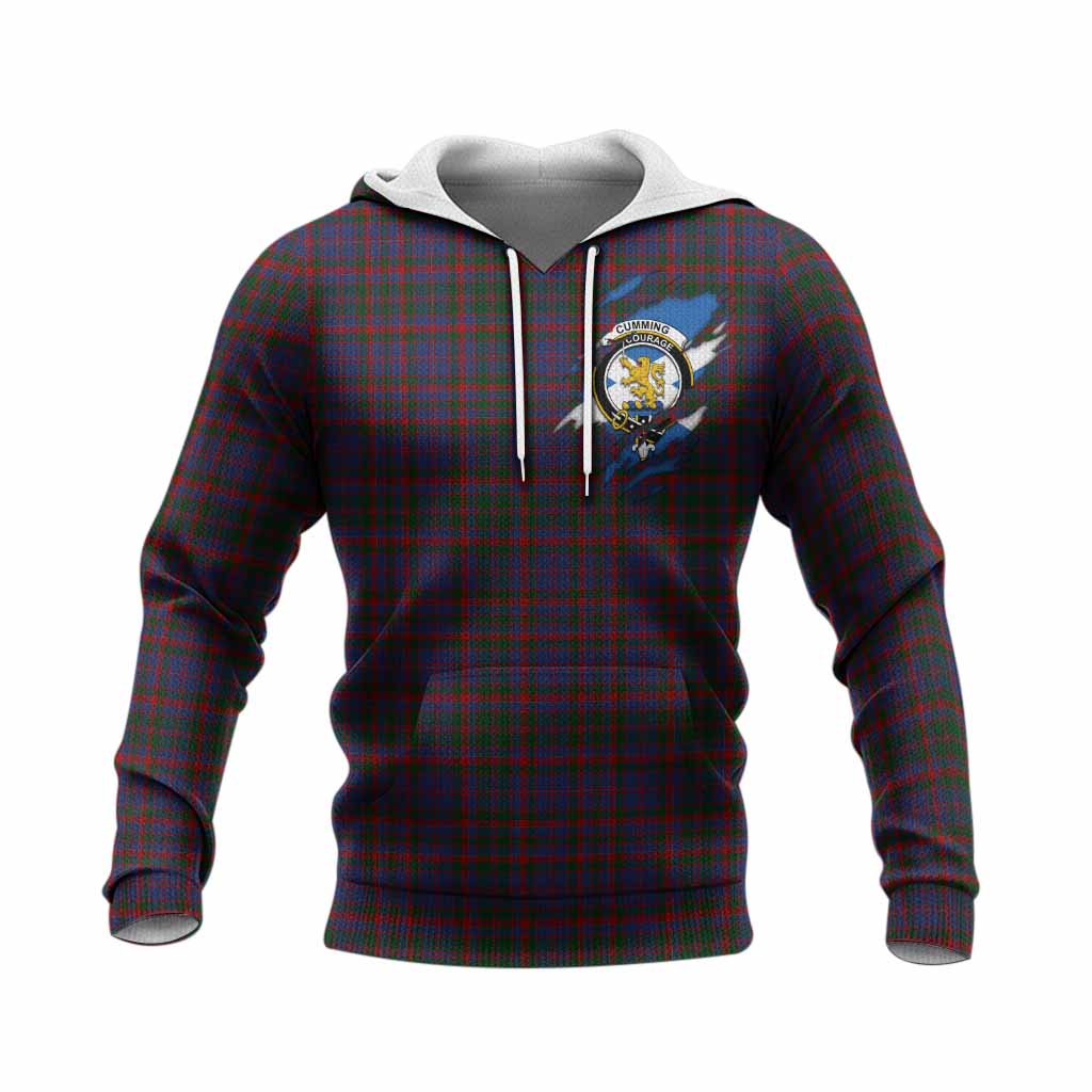 Cumming Clan Crest In Me Tartan Knitted Hoodie Scotland Flag Style