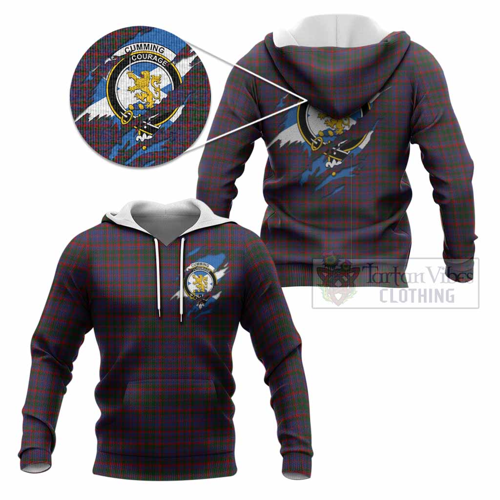 Cumming Clan Crest In Me Tartan Knitted Hoodie Scotland Flag Style