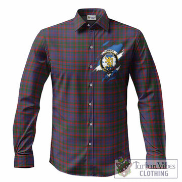 Cumming Clan Crest In Me Tartan Long Sleeve Button Shirts Scotland Flag Style