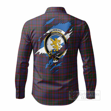 Cumming Clan Crest In Me Tartan Long Sleeve Button Shirts Scotland Flag Style