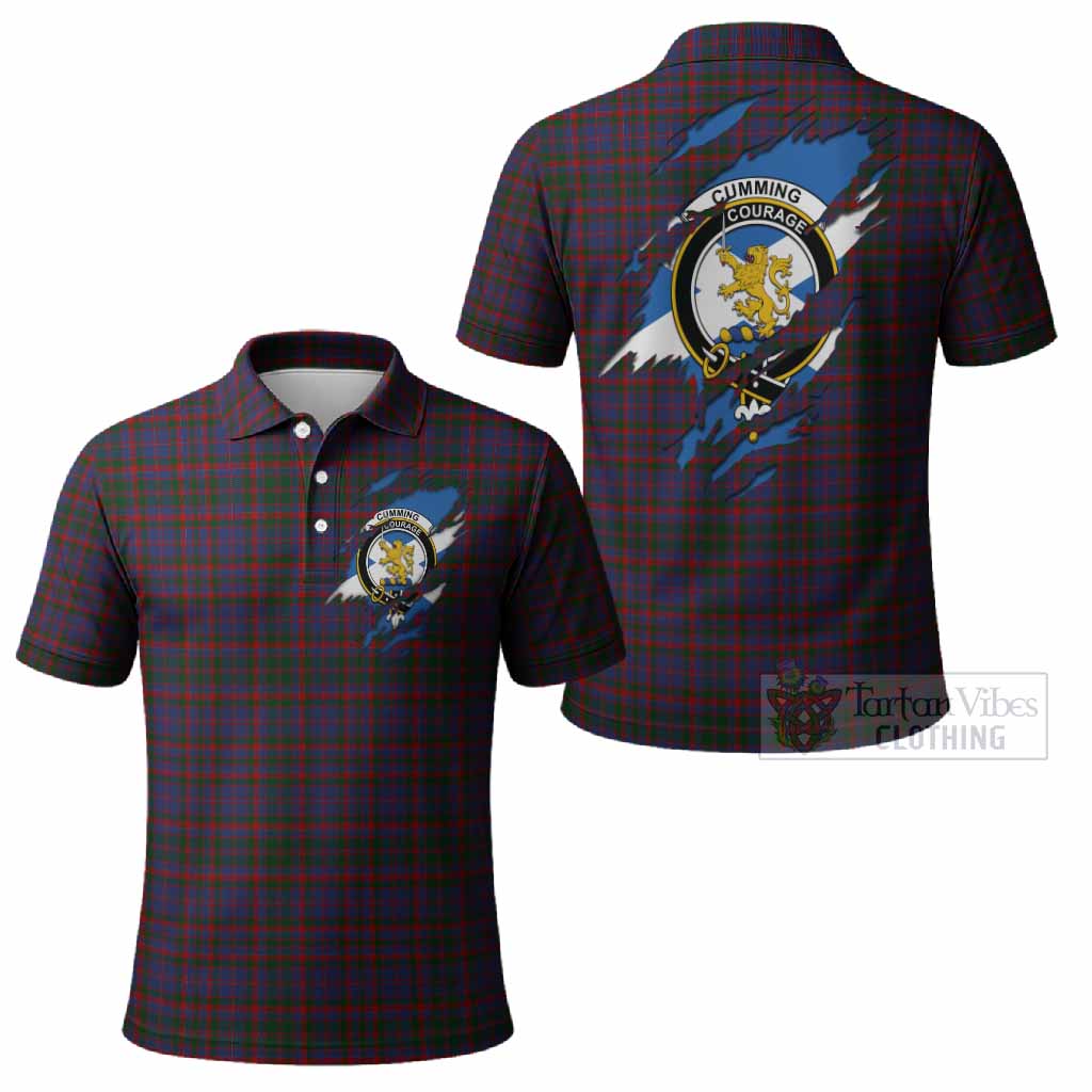 Cumming Clan Crest In Me Tartan Polo Shirt Scotland Flag Style