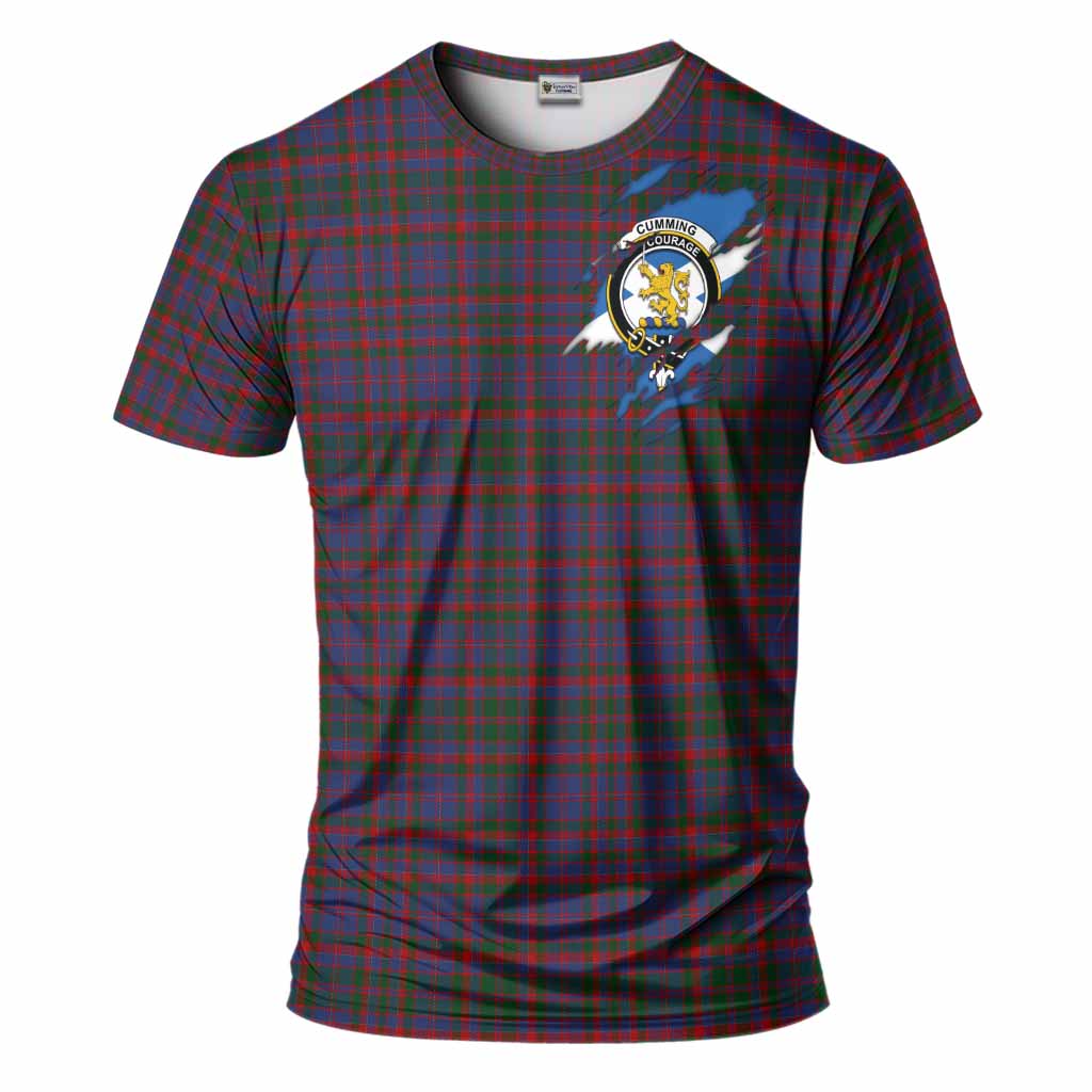 Cumming Clan Crest In Me Tartan T-Shirt Scotland Flag Style