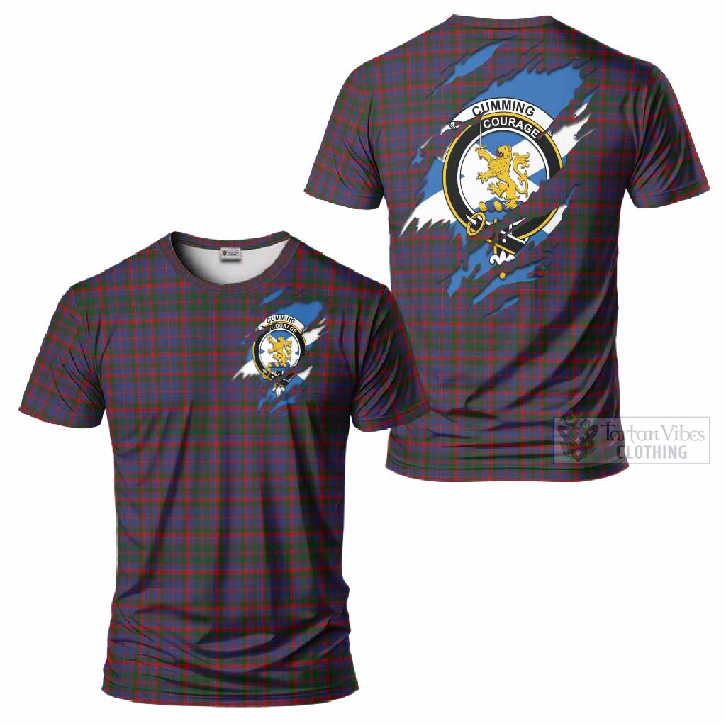 Cumming Clan Crest In Me Tartan T-Shirt Scotland Flag Style