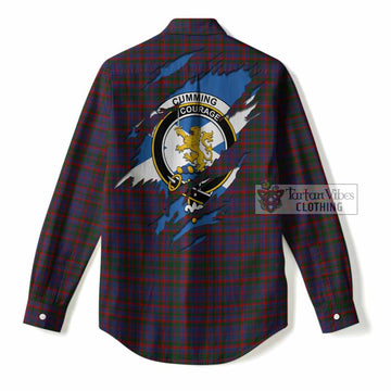 Cumming Clan Crest In Me Tartan Women Casual Shirt Scotland Flag Style