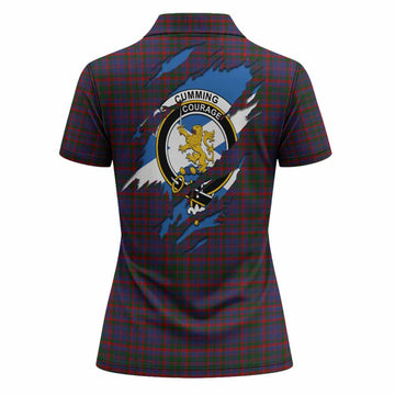 Cumming Clan Crest In Me Tartan Women Polo Shirt Scotland Flag Style
