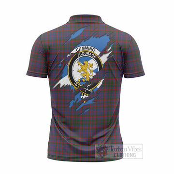 Cumming Clan Crest In Me Tartan Zipper Polo Shirt Scotland Flag Style