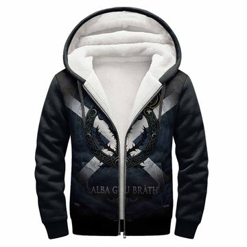 Cumming Clan Crest Sherpa Hoodie with Celtic Knot Thistle and Saltire