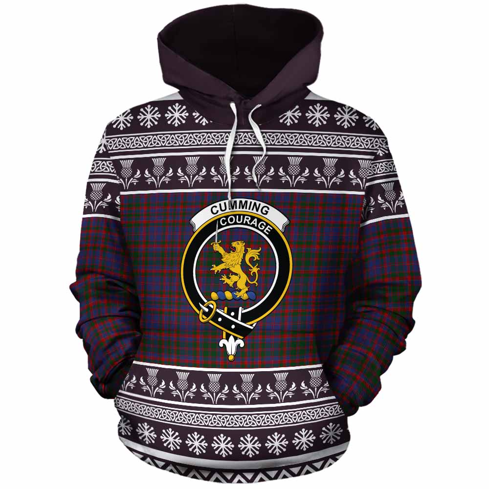 Cumming Clan Tartan Christmas Cotton Hoodie with Family Crest - Tartan Vibes Clothing