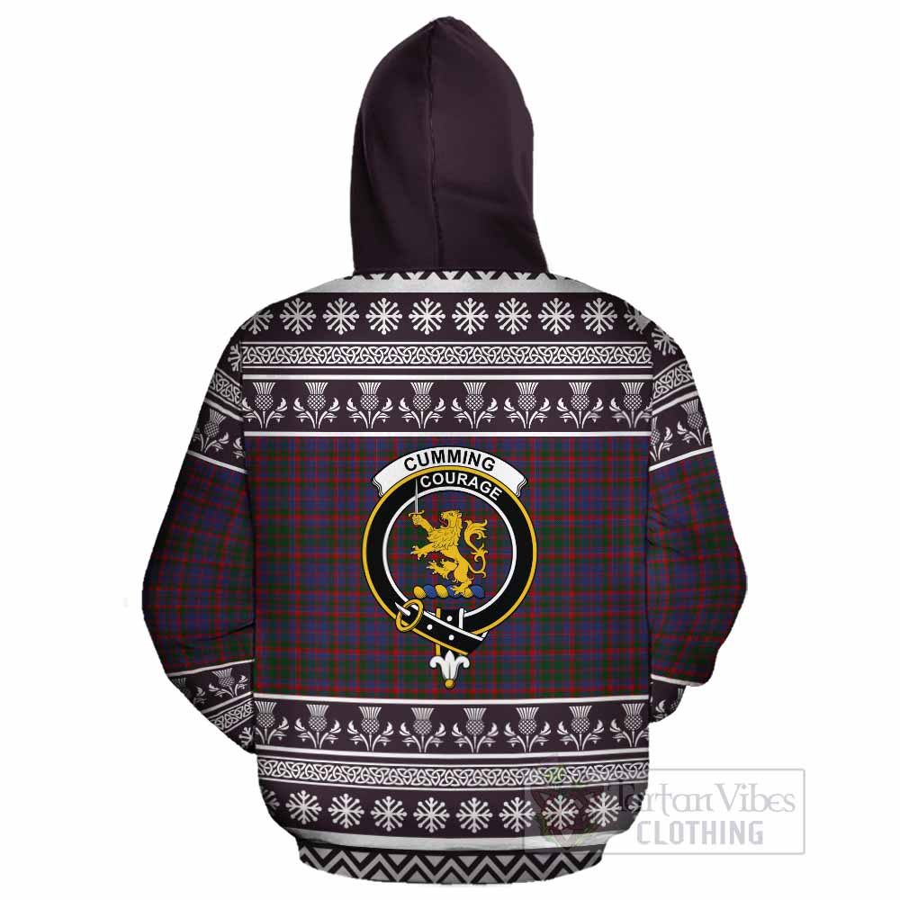 Cumming Clan Tartan Christmas Cotton Hoodie with Family Crest - Tartan Vibes Clothing