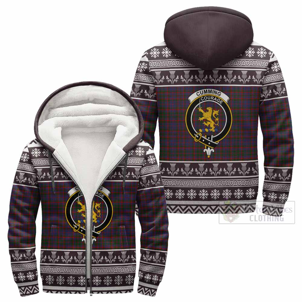 Cumming Clan Tartan Christmas Fleece Hoodie with Family Crest - Tartan Vibes Clothing