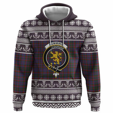 Cumming Clan Tartan Christmas Hoodie with Family Crest