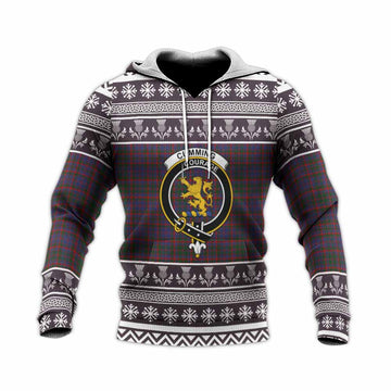 Cumming Clan Tartan Christmas Knitted Hoodie with Family Crest