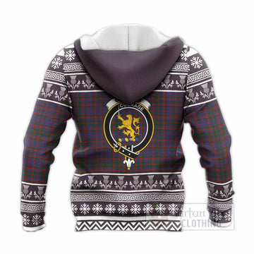 Cumming Clan Tartan Christmas Knitted Hoodie with Family Crest