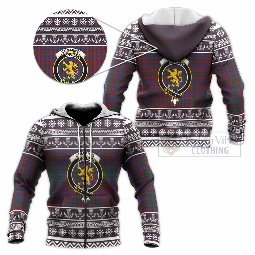 Cumming Clan Tartan Christmas Knitted Hoodie with Family Crest - Tartan Vibes Clothing
