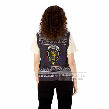 Cumming Clan Tartan Christmas Knitted V-Neck Vest with Family Crest - Tartan Vibes Clothing