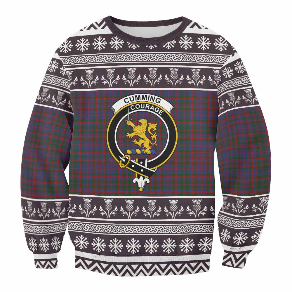 Cumming Clan Tartan Christmas Sweatshirt with Family Crest - Tartan Vibes Clothing