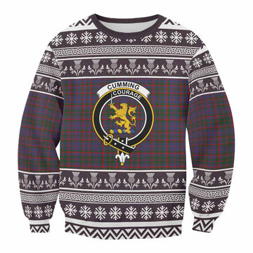 Cumming Clan Tartan Christmas Sweatshirt with Family Crest