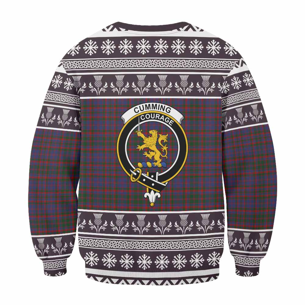 Cumming Clan Tartan Christmas Sweatshirt with Family Crest - Tartan Vibes Clothing