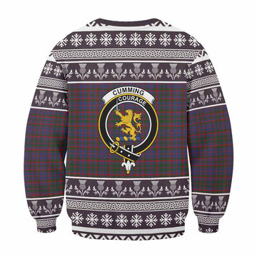 Cumming Clan Tartan Christmas Sweatshirt with Family Crest