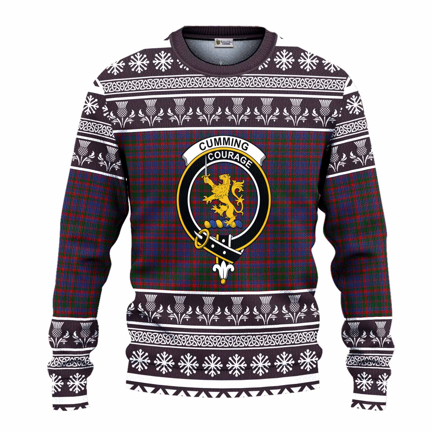 Cumming Clan Tartan Christmas Ugly Sweater with Family Crest - Tartan Vibes Clothing