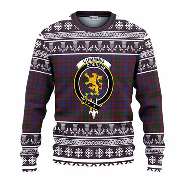 Cumming Clan Tartan Christmas Ugly Sweater with Family Crest
