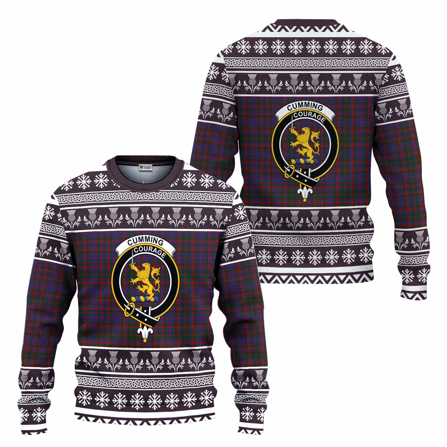 Cumming Clan Tartan Christmas Ugly Sweater with Family Crest - Tartan Vibes Clothing